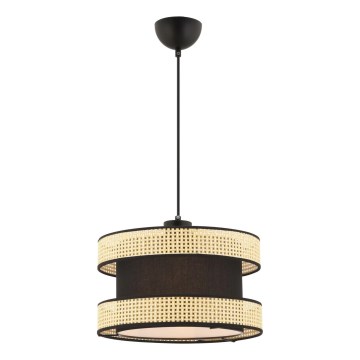 Luster na lanku HALO 1xE27/60W/230V čierna/bežová