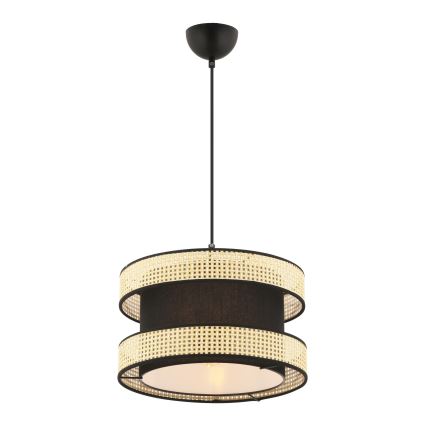 Luster na lanku HALO 1xE27/60W/230V čierna/bežová