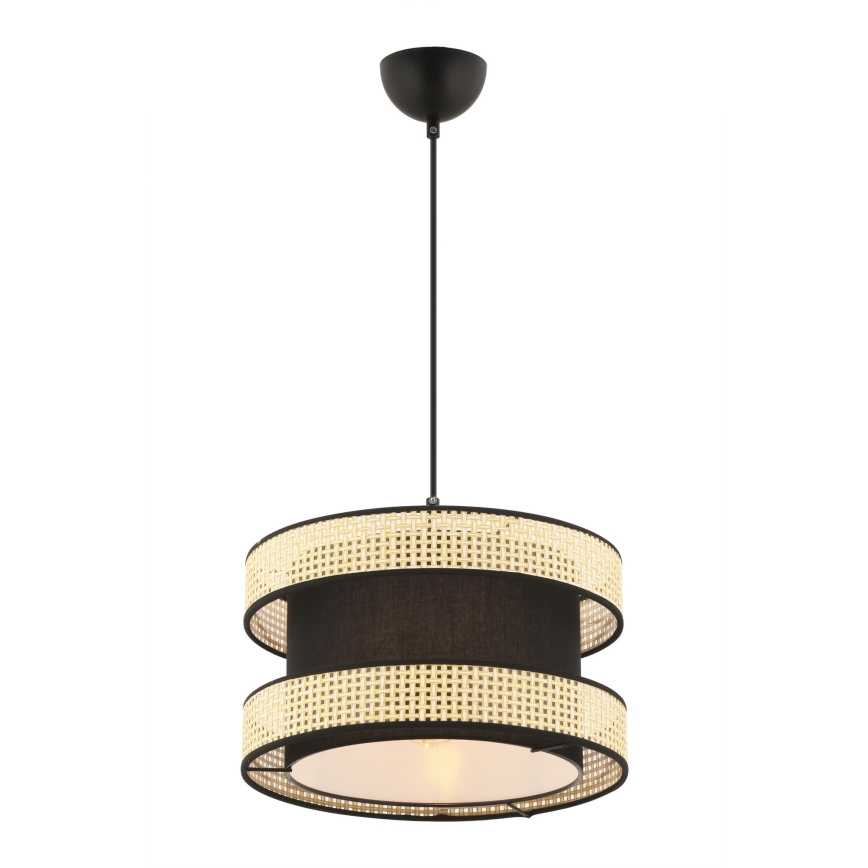 Luster na lanku HALO 1xE27/60W/230V čierna/bežová
