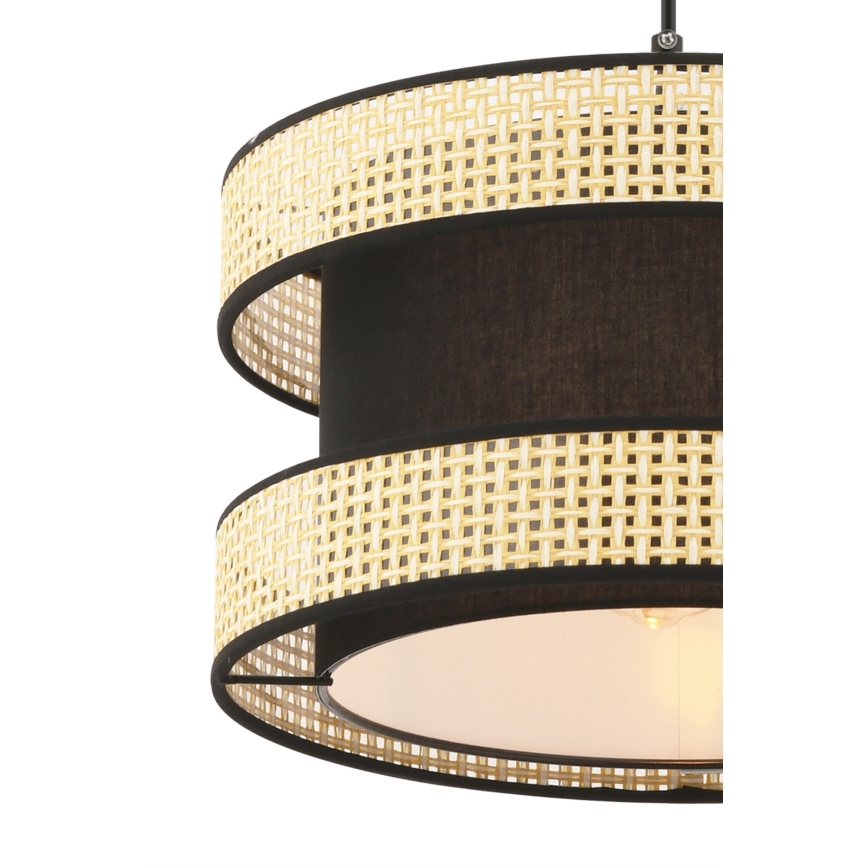 Luster na lanku HALO 1xE27/60W/230V čierna/bežová