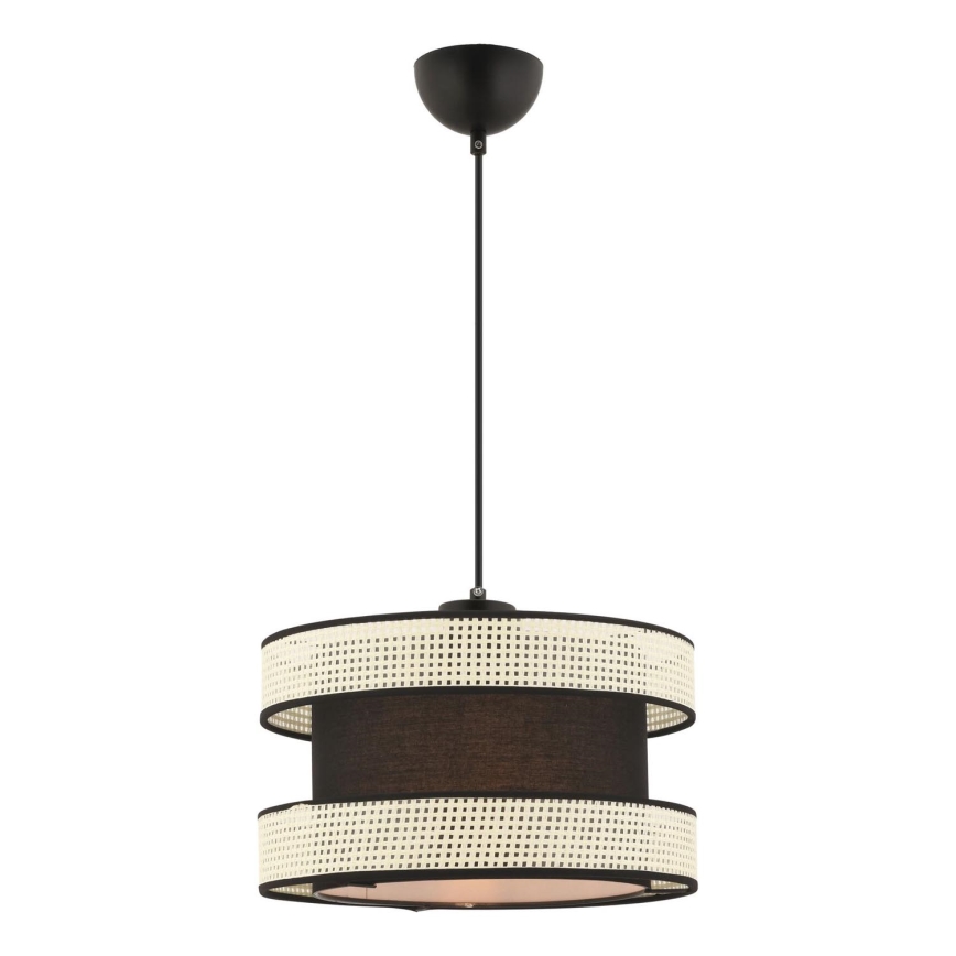 Luster na lanku HALO 1xE27/60W/230V čierna/krémová