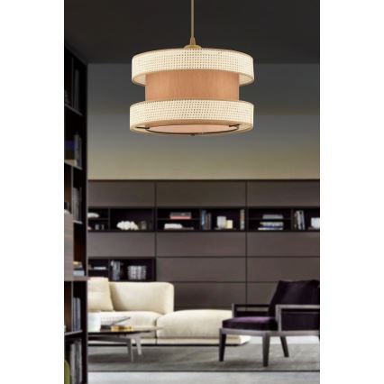 Luster na lanku HALO 1xE27/60W/230V hnedá/krémová