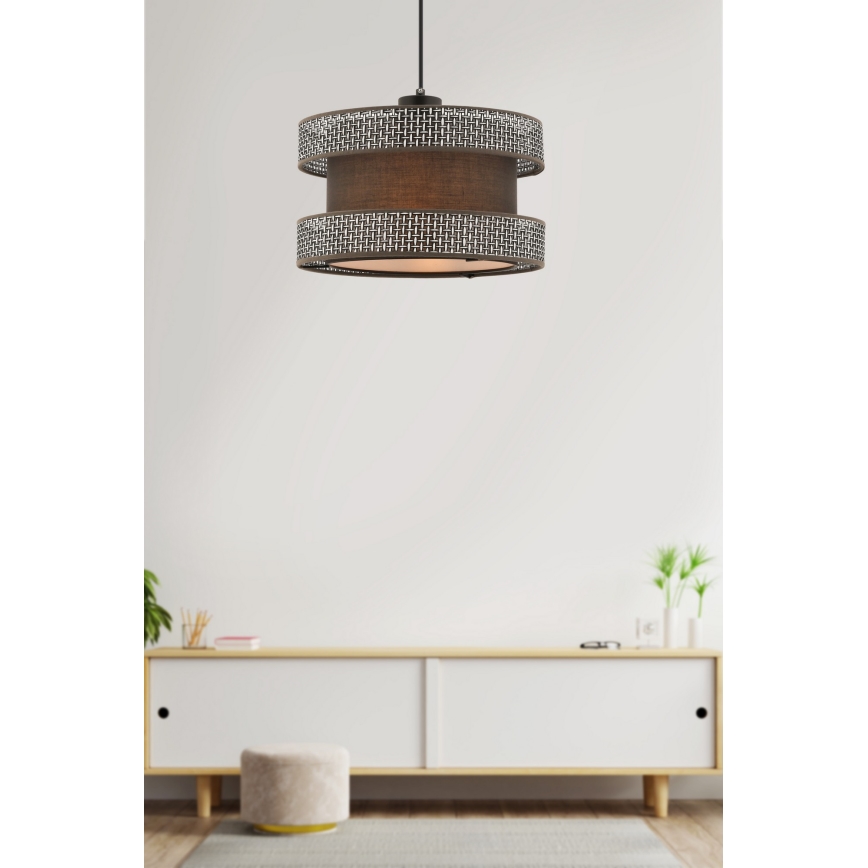 Luster na lanku HALO 1xE27/60W/230V hnedá/šedá