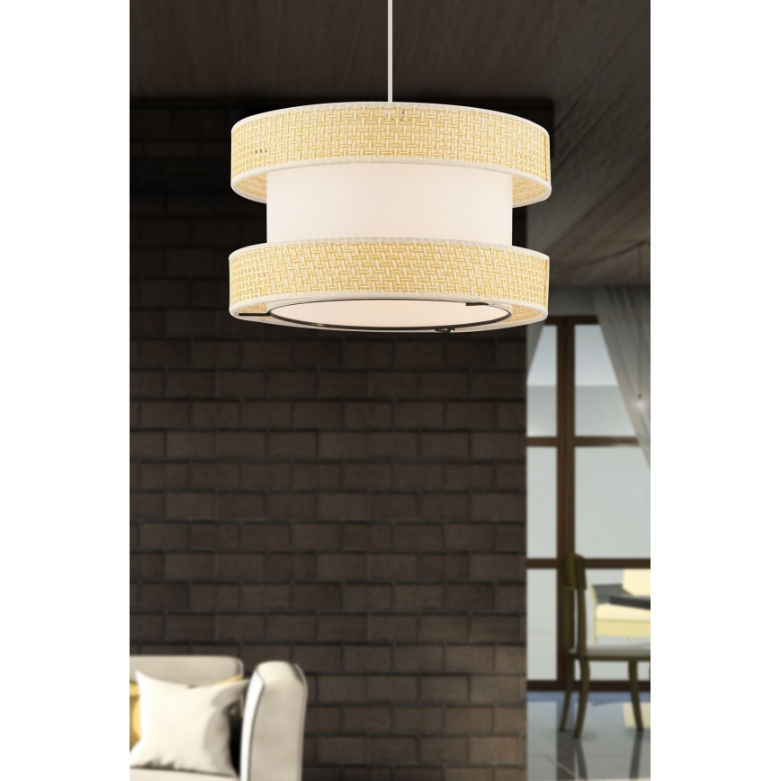 Luster na lanku HALO 1xE27/60W/230V krémová/béžová