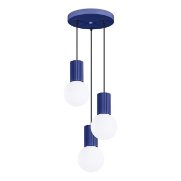 Luster na lanku HALO 3xG9/8W/230V pr. 25 cm modrá