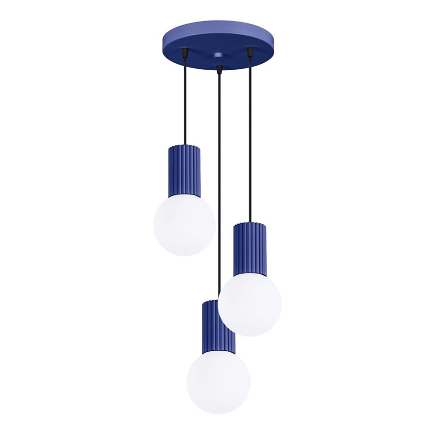 Luster na lanku HALO 3xG9/8W/230V pr. 25 cm modrá