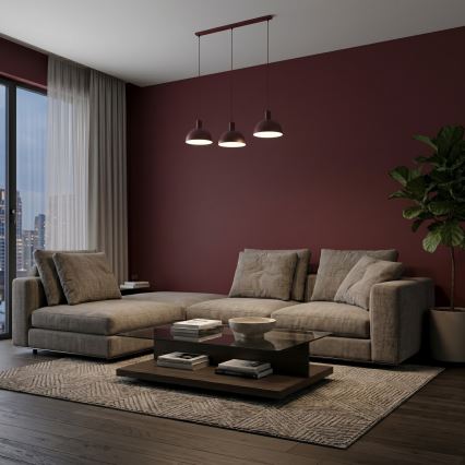 Luster na lanku HANDA 3xE27/15W/230V bordový