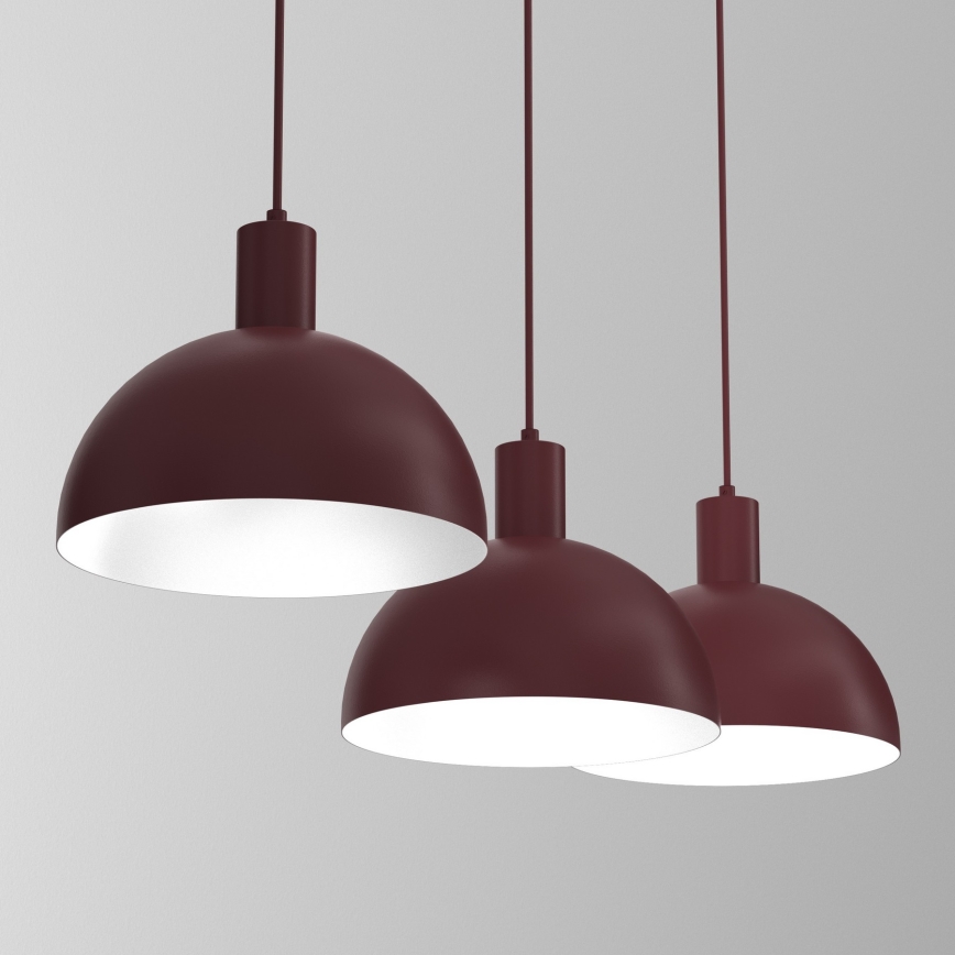 Luster na lanku HANDA 3xE27/15W/230V bordový