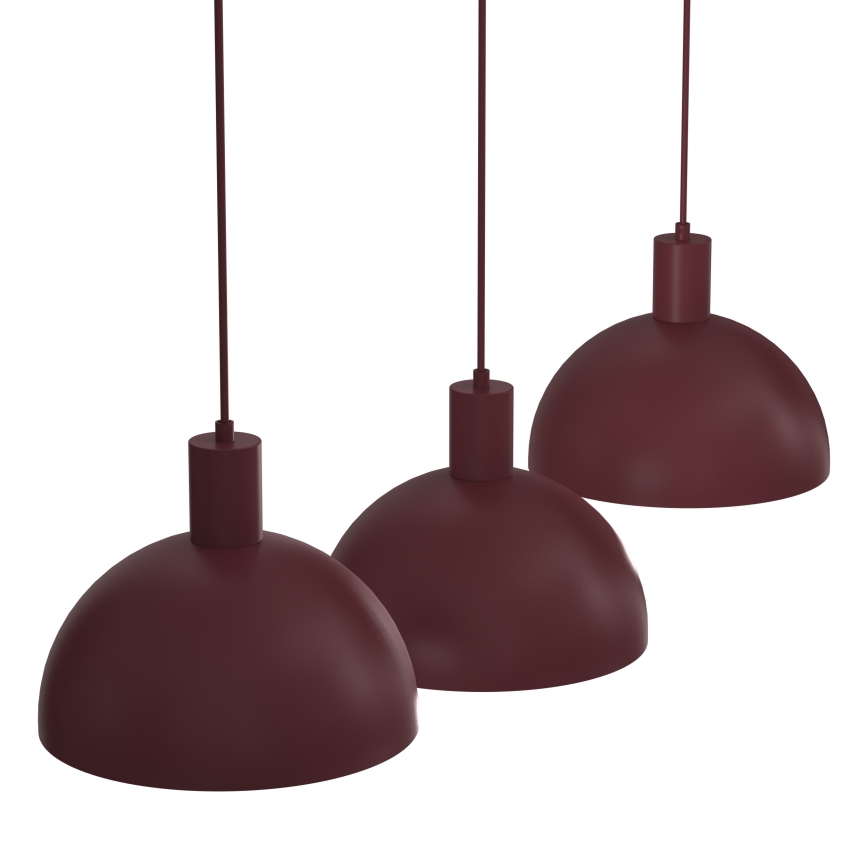 Luster na lanku HANDA 3xE27/15W/230V bordový