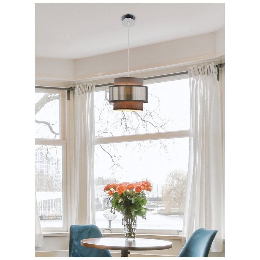 Luster na lanku HARE 1xE27/60W/230V šedá/matný chróm