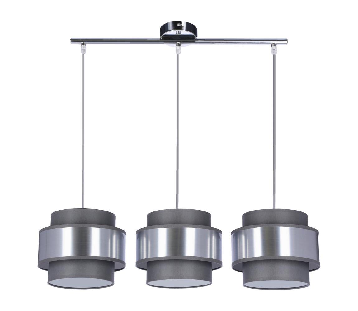 Luster na lanku HARE 3xE27/60W/230V šedá/matný chróm