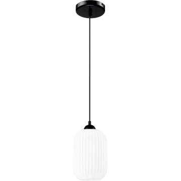 Luster na lanku HARMA 1xE27/15W/230V pr. 14 cm biela/čierna