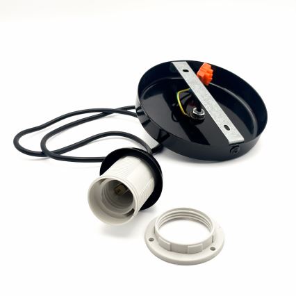 Luster na lanku HARMA 1xE27/15W/230V pr. 14 cm biela/čierna