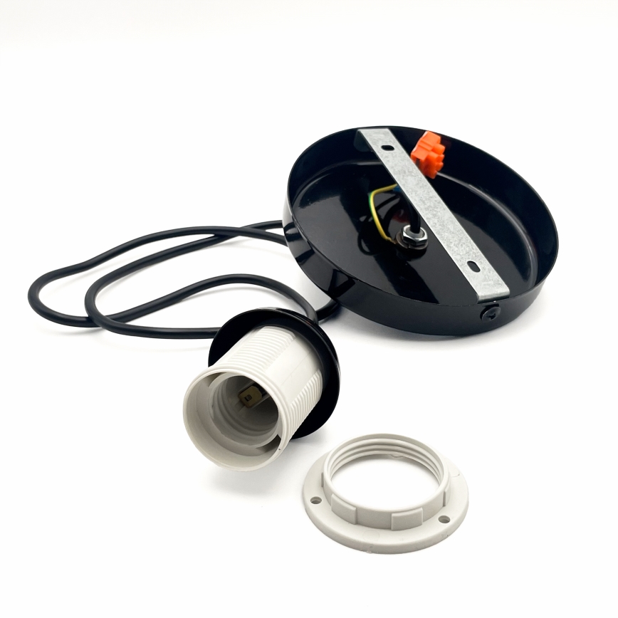 Luster na lanku HARMA 1xE27/15W/230V pr. 14 cm biela/čierna