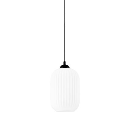 Luster na lanku HARMA 1xE27/15W/230V pr. 14 cm biela/čierna