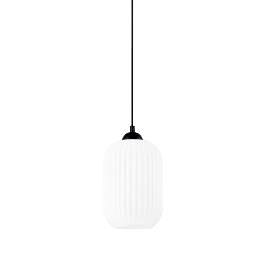 Luster na lanku HARMA 1xE27/15W/230V pr. 14 cm biela/čierna