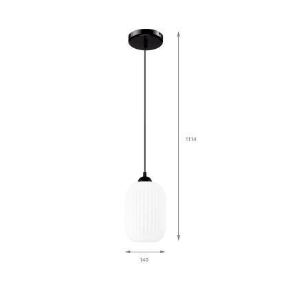 Luster na lanku HARMA 1xE27/15W/230V pr. 14 cm biela/čierna