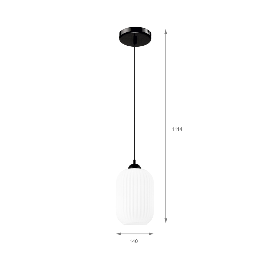 Luster na lanku HARMA 1xE27/15W/230V pr. 14 cm biela/čierna