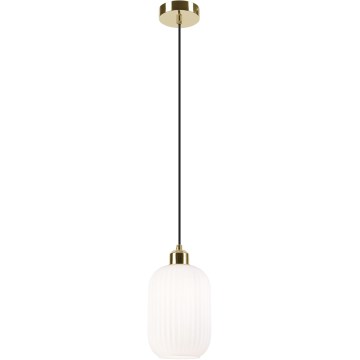 Luster na lanku HARMA 1xE27/15W/230V pr. 14 cm biela/zlatá