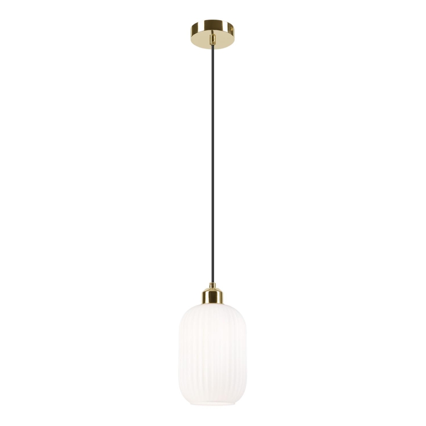 Luster na lanku HARMA 1xE27/15W/230V pr. 14 cm biela/zlatá