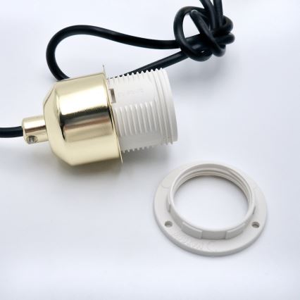 Luster na lanku HARMA 1xE27/15W/230V pr. 14 cm biela/zlatá