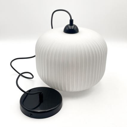 Luster na lanku HARMA 1xE27/15W/230V pr. 20 cm biela/čierna