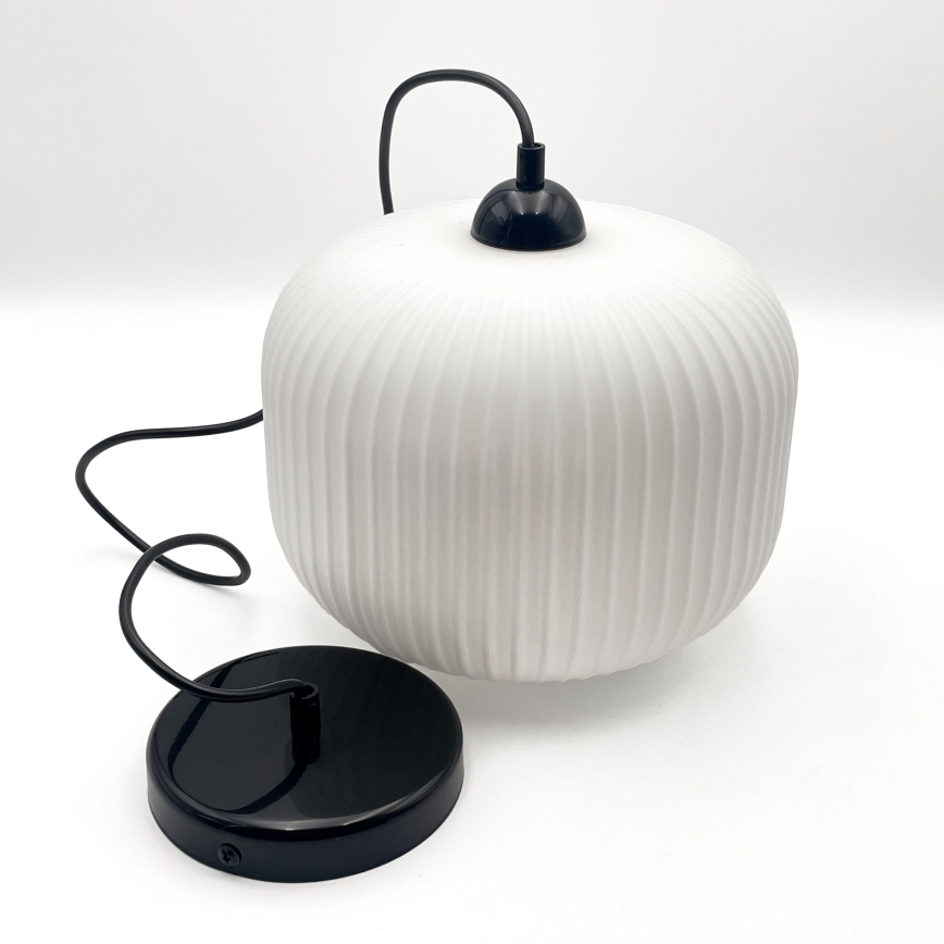 Luster na lanku HARMA 1xE27/15W/230V pr. 20 cm biela/čierna