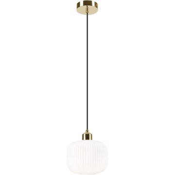 Luster na lanku HARMA 1xE27/15W/230V pr. 20 cm biela/zlatá