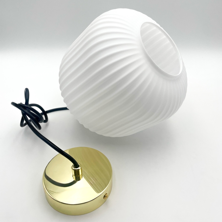 Luster na lanku HARMA 1xE27/15W/230V pr. 20 cm biela/zlatá