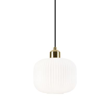 Luster na lanku HARMA 1xE27/15W/230V pr. 20 cm biela/zlatá