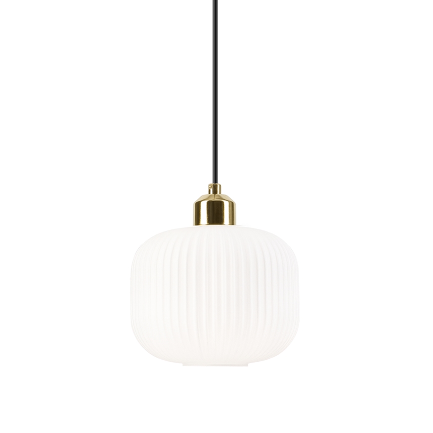 Luster na lanku HARMA 1xE27/15W/230V pr. 20 cm biela/zlatá