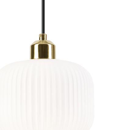 Luster na lanku HARMA 1xE27/15W/230V pr. 20 cm biela/zlatá