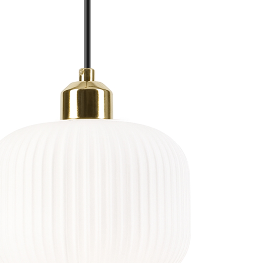 Luster na lanku HARMA 1xE27/15W/230V pr. 20 cm biela/zlatá