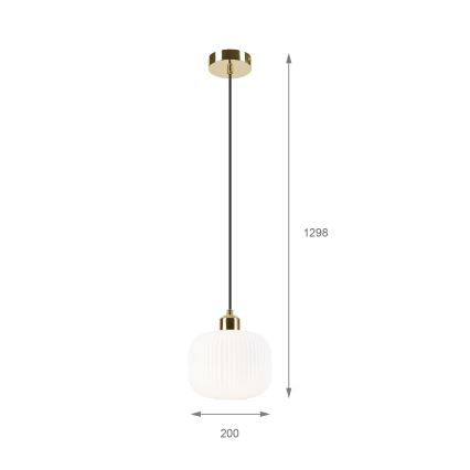 Luster na lanku HARMA 1xE27/15W/230V pr. 20 cm biela/zlatá