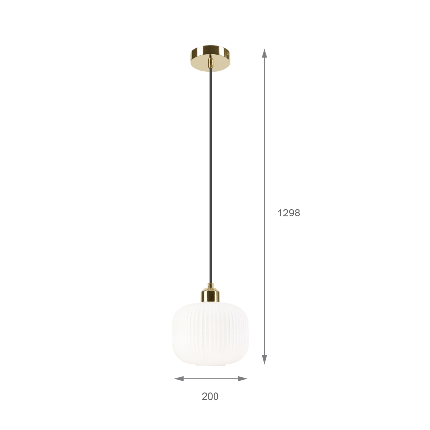 Luster na lanku HARMA 1xE27/15W/230V pr. 20 cm biela/zlatá