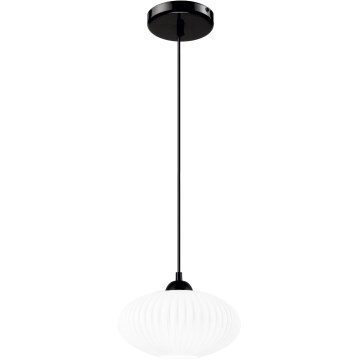 Luster na lanku HARMA 1xE27/15W/230V pr. 25 cm biela/čierna