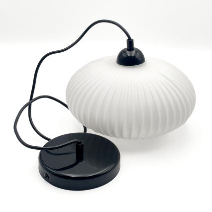Luster na lanku HARMA 1xE27/15W/230V pr. 25 cm biela/čierna
