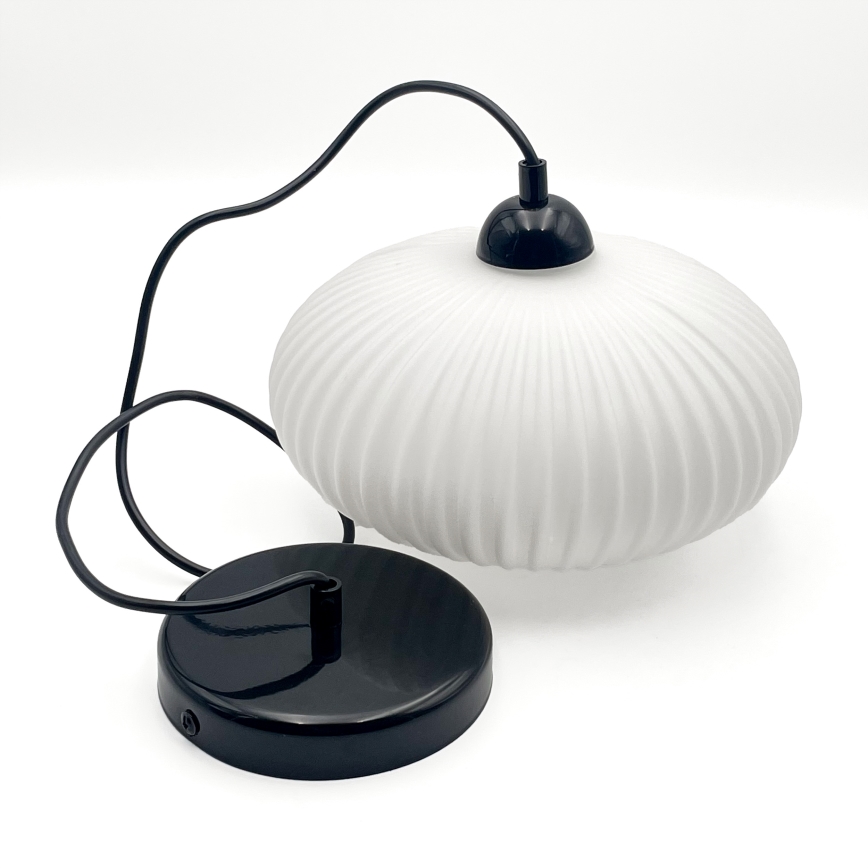 Luster na lanku HARMA 1xE27/15W/230V pr. 25 cm biela/čierna