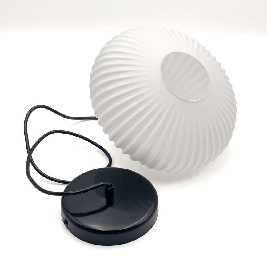 Luster na lanku HARMA 1xE27/15W/230V pr. 25 cm biela/čierna