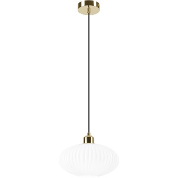Luster na lanku HARMA 1xE27/15W/230V pr. 25 cm biela/zlatá