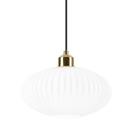 Luster na lanku HARMA 1xE27/15W/230V pr. 25 cm biela/zlatá