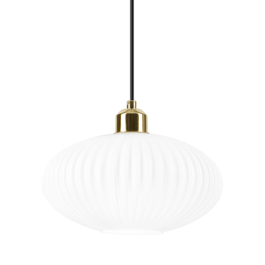 Luster na lanku HARMA 1xE27/15W/230V pr. 25 cm biela/zlatá