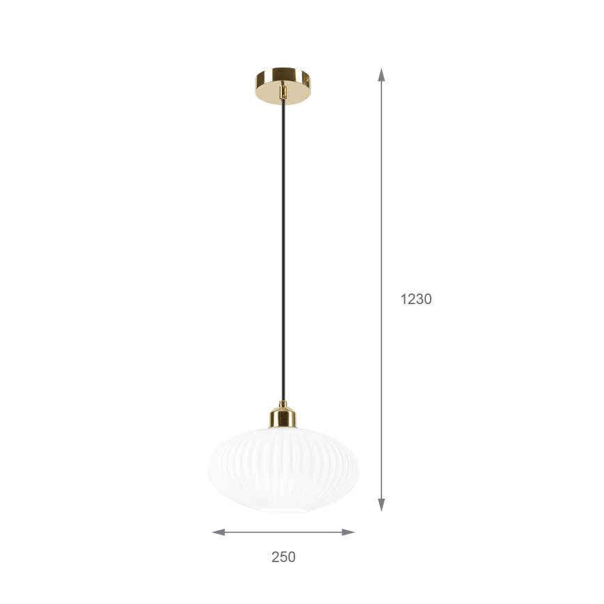 Luster na lanku HARMA 1xE27/15W/230V pr. 25 cm biela/zlatá