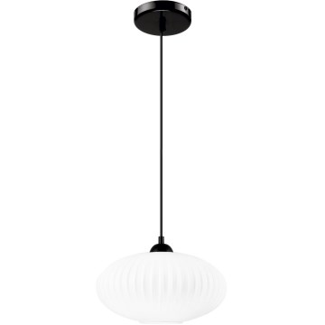 Luster na lanku HARMA 1xE27/15W/230V pr. 30 cm biela/čierna