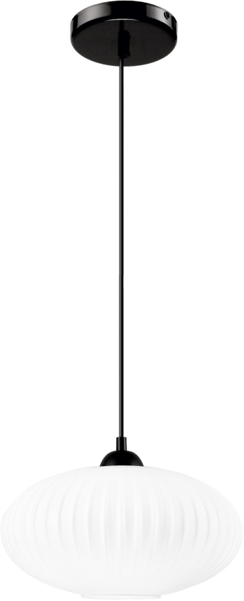 Luster na lanku HARMA 1xE27/15W/230V pr. 30 cm biela/čierna