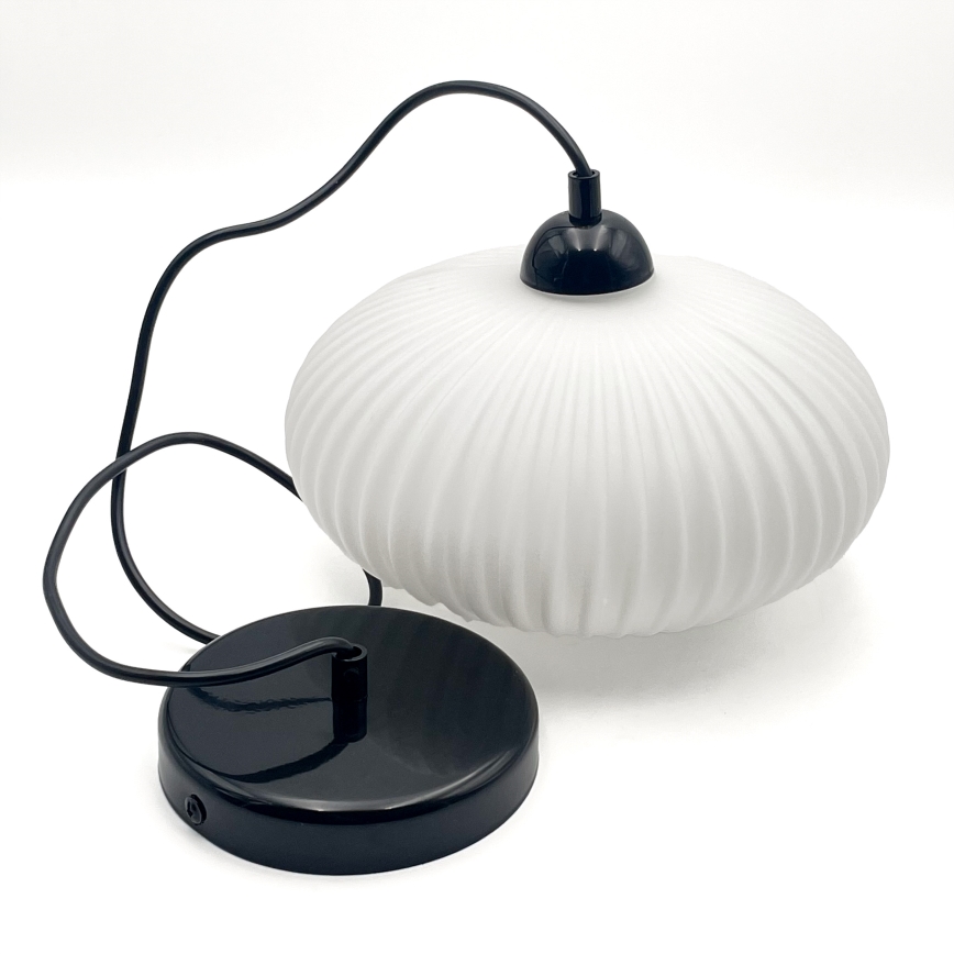 Luster na lanku HARMA 1xE27/15W/230V pr. 30 cm biela/čierna
