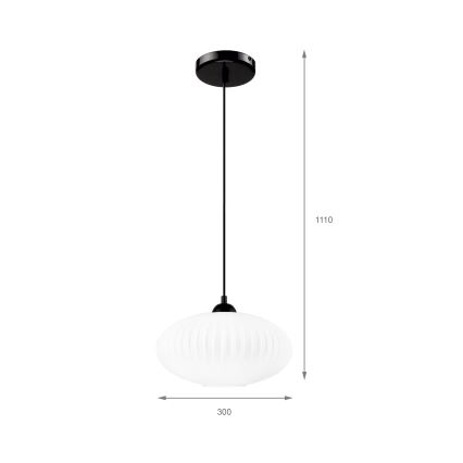 Luster na lanku HARMA 1xE27/15W/230V pr. 30 cm biela/čierna