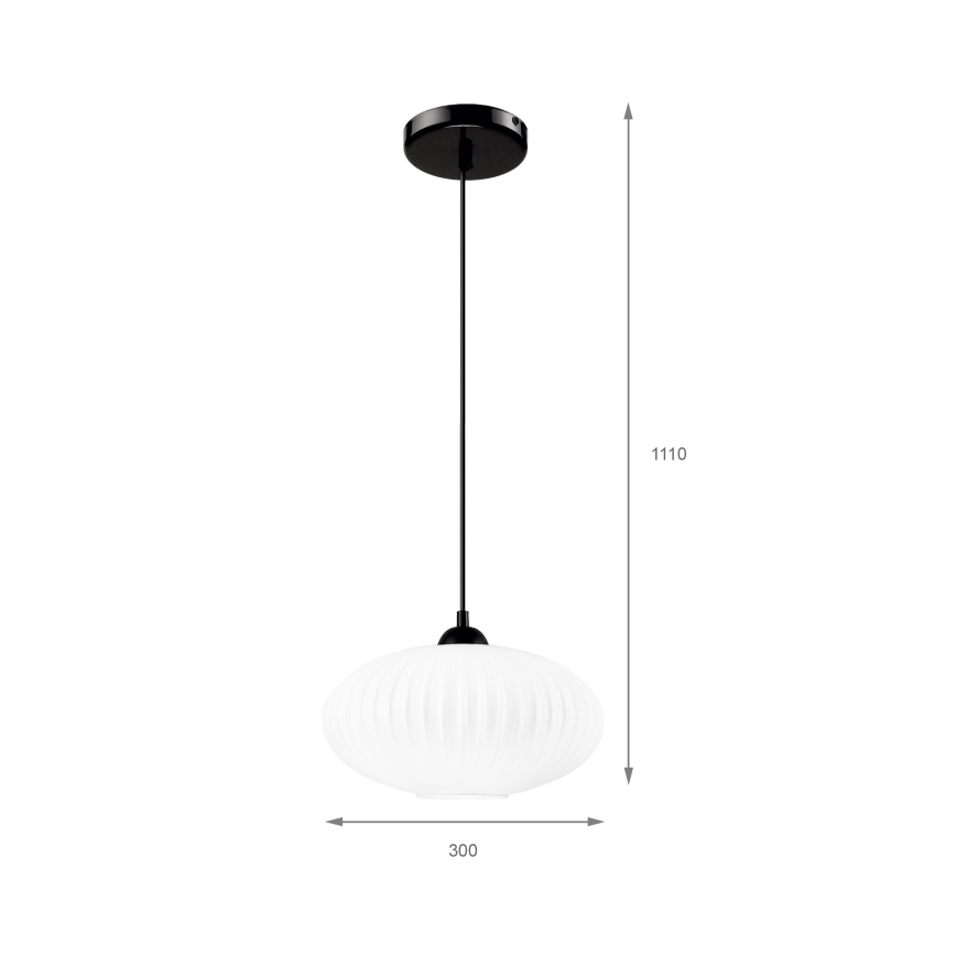 Luster na lanku HARMA 1xE27/15W/230V pr. 30 cm biela/čierna