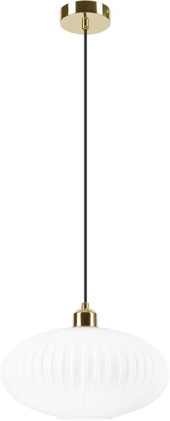 Luster na lanku HARMA 1xE27/15W/230V pr. 30 cm biela/zlatá