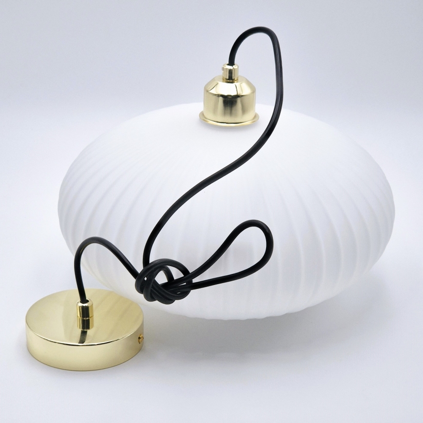 Luster na lanku HARMA 1xE27/15W/230V pr. 30 cm biela/zlatá